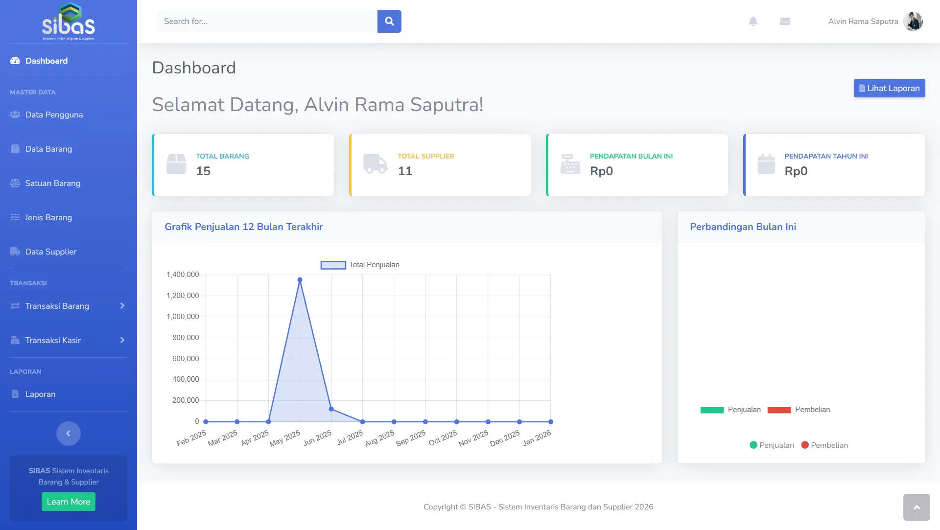 SIBAS Inventory Management Dashboard with stock tracking and analytics